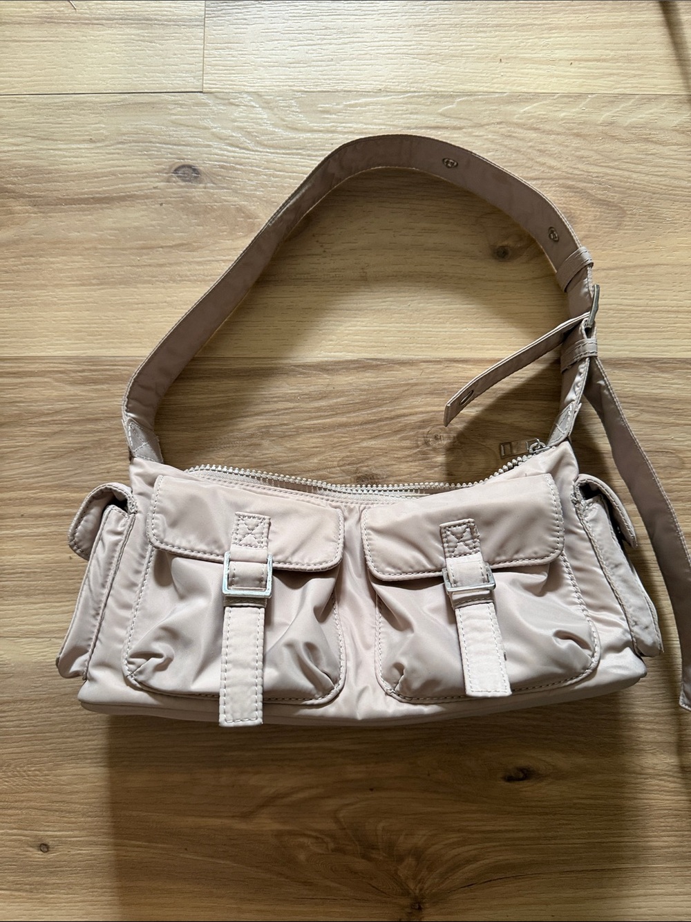 Street Level Blush Shoulder Bag with Front Flap Pockets